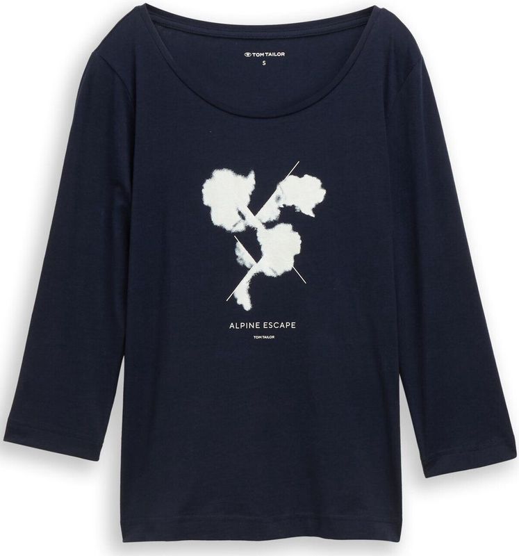 TOM TAILOR - Shirt - Donkerblauw/Wit - T-shirt