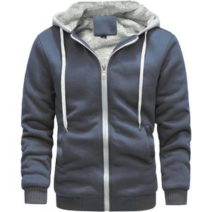 Heren Hoodie met Rits - Fleece Gevoerd, Dikke Winter Sweatshirt, Overized Capuchonjack