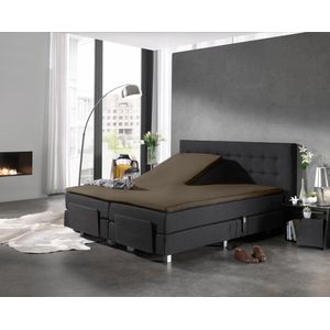 Splittopper hoeslaken 160x200 jersey taupe