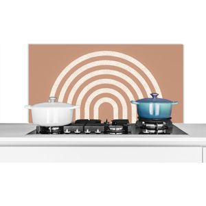 Spatscherm keuken 100x50 cm - Kookplaat achterwand Abstract - Kunst - Regenboog - Wit - Bruin - Muurbeschermer - Spatwand fornuis - Hoogwaardig aluminium