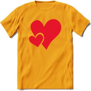 Valentijn Hart T-Shirt | Grappig Valentijnsdag Cadeautje voor Hem en Haar | Dames - Heren - Unisex | Kleding Cadeau | - Geel - XL