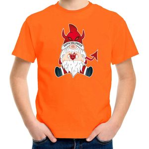 Bellatio Decorations halloween verkleed t-shirt voor kinderen - duivel kabouter/gnome - oranje 110/116