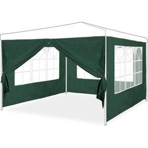 Zijwand set van 4 voor partytent 2x3 m - groen - raam en rits - feesttenten
