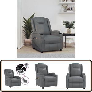 vidaXL Massagestoel - Elektrisch - Kunstleer - Antraciet Massagestoel - Elektrisch Verstelbaar - Massagestoel - Loungestoel - Relaxstoelen