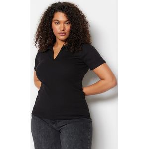 Trendyol Witte Polo-Hals Bodysitting Geribbelde Gebreide Blouse Tbbss22Bz0750