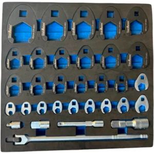 Kraaienpootsleutel set in schuim 2/3, 32 dlg 3/8""+1/2""+3/4