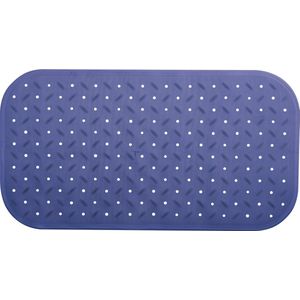 MSV Douche/bad anti-slip mat badkamer - rubber - blauw - 36 x 65 cm - met zuignappen