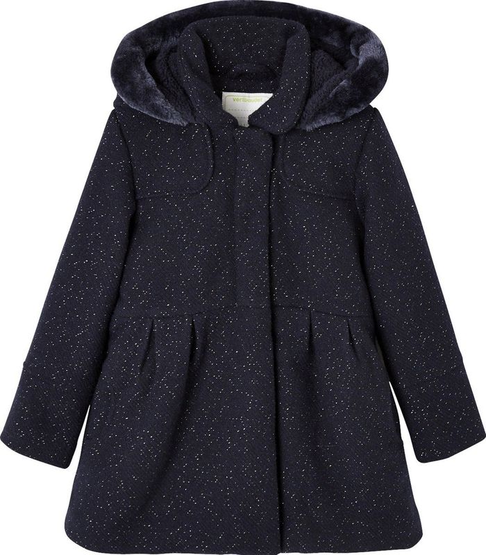 Meisjesjas - Marinegrijs - Wol - Met Claudinekraag en Afneembare Capuchon