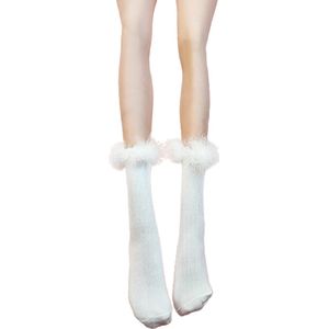 BamBella® Sokken stof Dames - Onesize Wit met veren kousen