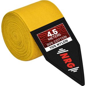 NRG - Bandage Boksen - Boksbandages - Hand Wraps - 450 cm - Heren - Dames - Geel