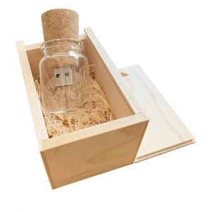 Schattige Drift Bottle USB Flash Drive 64GB met Houten Doos