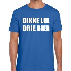 Dikke Lul Drie Bier heren shirt blauw - Heren feest t-shirts S