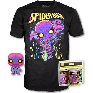 Blacklight Spider-Man Short Sleeve Graphic T-Shirt with Mini Funko POP! - Black Size S 8-9 years