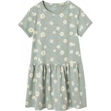 Meisjesjurk - Groen - Bedrukt - Katoenjersey