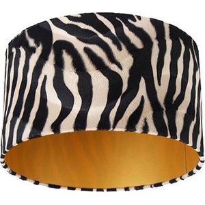 QAZQA cilinder velours - Klassieke Lampenkap - Ø 35 cm - Zebra print -