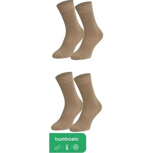 Bamboelo Sokken - 2 paar Bamboe Sokken - Bamboelo Sock - Maat 43/46 - Beige - Naadloze Sokken - 80% Bamboe