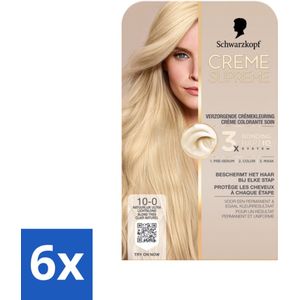 Schwarzkopf - Haarkleuring - Creme Supreme 10-0 - Natuurlijk Ultra Lichtblond - 245g - Voordeelverpakking - 6 stuks