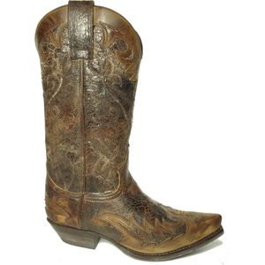 Sendra Boots 9669 Cuervo Bruin Dames Heren Cowboy Western Unisex Laarzen Spitse Neus Schuine Hak Vintage Look Echt Leer Maat 44