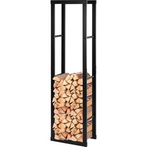 Brandhoutrek - Rek - Opberg - Stalen brandhoutrek - houtopslag - zwart - 150x40x25cm - Voor binnen of onder de overkapping