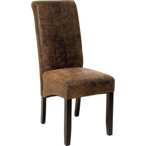 tectake - Design eetkamerstoel stoel ergonomisch - antiek suede lederlook - bruin - 401484
