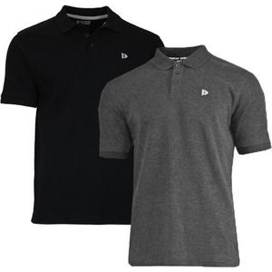 2-Pack Donnay Polo - Sportpolo - Heren - Grey marl Black - maat M