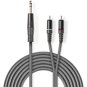 Nedis Stereo-Audiokabel - 6,35 mm Male - 2x RCA Male - Vernikkeld - 3.00 m - Rond - Donkergrijs - Kartonnen Sleeve