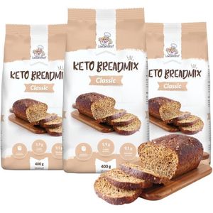 Lowcarbchef - Keto Broodmix 3-Pack - (3x400 gram) - 3 broden - Koolhydraatarm brood - Keto brood - 1,2kg