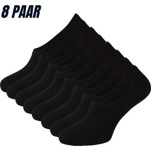 Sokjes.nl ® - Sneakersokken - Maat 47/50 - Zwart - 8 paar - onzichtbare sneakersokken - naadloos - anti-slip hak- heren - Grote maat