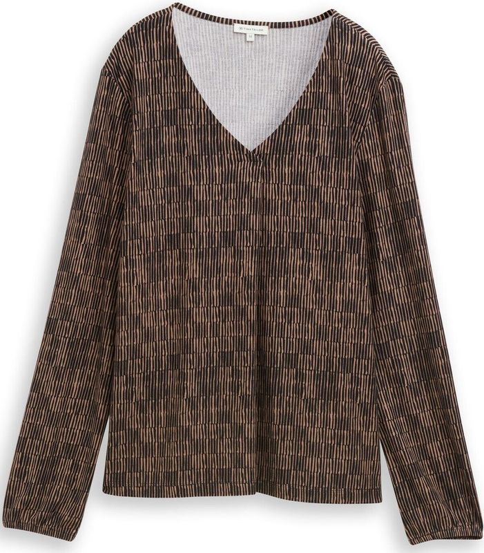 TOM TAILOR Shirt  bruin / zwart