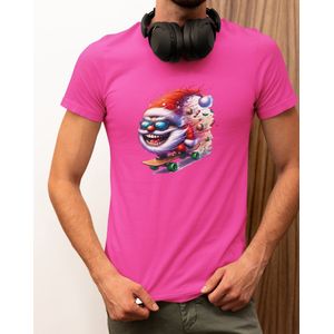Skater Santa Santa - Kerst T-shirt Roze - Grappig T-shirt - Maat S - Kerst Cadeau Mannen - Limited Edition
