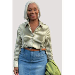 Blouse - Olijfgroen - Streep