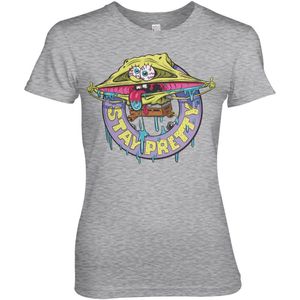 Spongebob Stay Pretty Girly Tee Damen T-Shirt Heather-Grey-L
