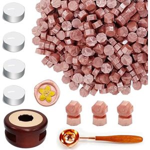Wax Zegel Kralen Set - 400 PCS Roségoud Waszegel Kralen met Warmer en Kaarsen voor Creatieve Projecten