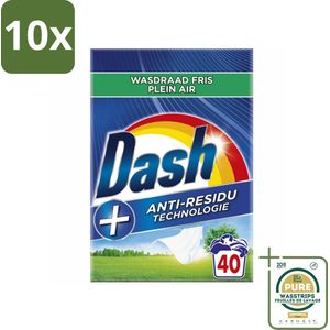 10 x Dash - Waspoeder - Witte en Gekleurde Was - Wasdraad Fris - 40 Wasbeurten - Grootverpakking - Waspoeder - Was - Waspoeder Voor Witte En Gekleurde Was - Waspoeder Voor Kleding - Waspoeder Met Frisse Geur