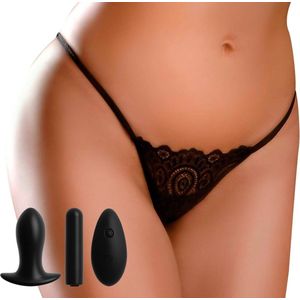Pipedream - Remote Lace Peek-a-Boo OS - Anal Toys Buttplugs Zwart