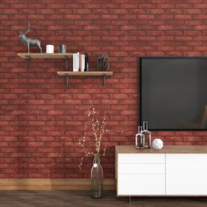 Baksteenbehang 3D-effect zelfklevend slaapkamerbehang 40 cm x 300 cm schil en stok vintage rode baksteeneffect behang voor woonkamer kleverige achterkant plastic wasbaar keukenbehang