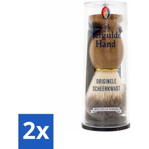 2 x Vergulde Hand Originele Scheerkwast - Scheerkwast - Scheerzeep - Scheerbeurt - Scheerapparaat - Scheerproducten
