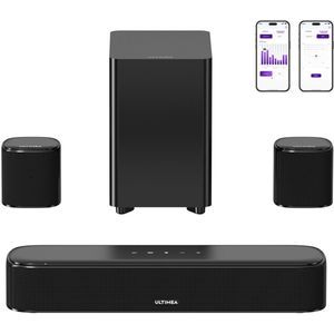 Soundbar – Home Cinema Geluidssysteem – Surround Speakers – Subwoofer – Draadloos – 5.1-Kanaals – 250W Piekvermogen – App Bedienbaar