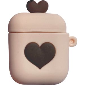 Hidzo Hoes voor Apple's Airpods 1/2 - Hartje - Bruin - Siliconen