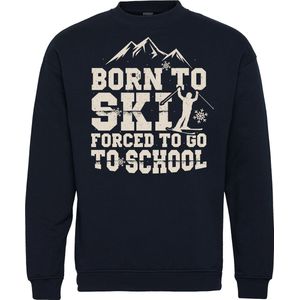 Sweater Born to Ski | Apres Ski Verkleedkleren | Fout Skipak | Apres Ski Outfit | Navy | maat 140/152