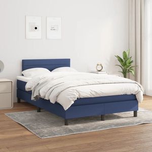 vidaXL Boxspring Blauw 120x200 cm met Matras Boxspringbed - Boxspring - Tweepersoonsbed - Bed Frame - Slaapcomfort - Nacht - Relaxen - Blauwe Bed - Matras - Hoofdbord