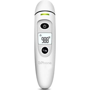 DrPhone ThermoTrack - Lichaam Thermometer - Via Oor/Hoofd meten - LED-scherm - Automatische uitschakeling – Koortsthermometer – Temperatuurmeter - Wit