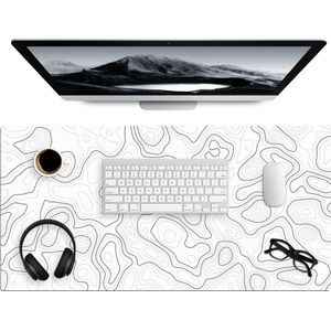 Muismat 100x50 cm - Bureaumat wit - Computer en desktop accessoires - Muis en bureau mat onderlegger - Witte bureaulegger xl - Mousepad xxl - Kantoorartikelen decoratie - Muismatten office desk anti slip - Kantoor benodigdheden