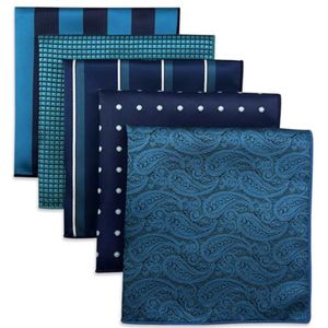 Set van 5 Zakdoeken voor Heren - Formele Zakdoeken voor Pakkend, Bruiloften en Smokings in Diverse Kleuren en Patronen