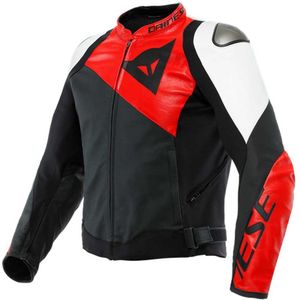 Dainese Sportiva Leather Jacket Black Matt Lava Red White 60