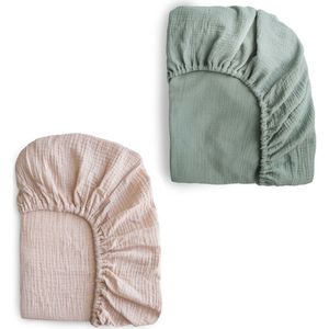 Getailleerd laken - 2 stuks - S - 82*41CM - Gekreukt kinderlaken - Volledige hoes voor kinderbedje - Ademend kinderlaken - Wieglaken - Zacht en ademend - Geschikt voor wiegjes, ledikantjes en ovale manden - Matrashoes