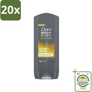 20 x Dove - Douchegel - Men+ Care Active Fresh - Verfrissend en langdurige bescherming - 400 ml - Grootverpakking - Douchegel Mannen - Frisse Geur - Actieve Mannen - Huid Reinigen - PH Neutraal