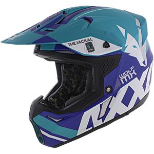 Axxis Wolf helm Jackal mat blauw S - Goedkope crosshelm voor motor, brommer & quad