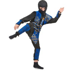 LUCIDA - Blauw ninja kostuum voor jongens - M 122/128 (7-9 jaar)