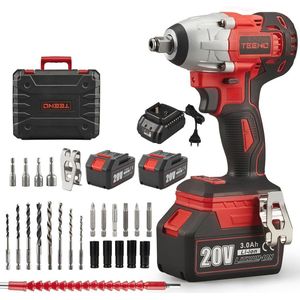 Krachtige 320 Nm Accu-Slagmoersleutel met 25 Accessoires en 2 Batterijen